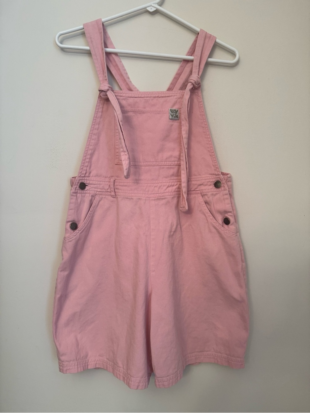 Lucy & Yak Dungaree Shorts Women’s XS Light Pink Organic Cotton Bib Overalls